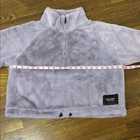 Calvin Klein Dusty Lavender Fleece 1/2 zip Crop Jacket - Size Large - Picture 4 of 9